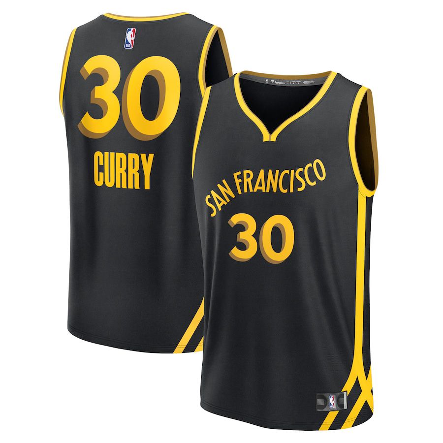 Men Golden State Warriors #30 Stephen Curry Fanatics Branded Black City Edition 2023-24 Fast Break NBA Jersey